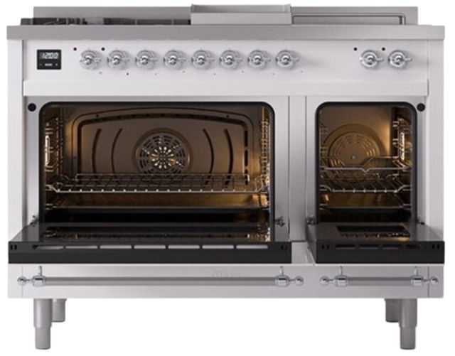 Ilve® Nostalgie II Series 48" White Pro Style Dual Fuel Range-1