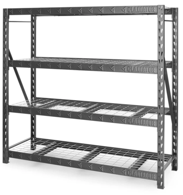 Gladiator® Hammered Granite 77" Wide Heavy Duty Rack with Four 24" Deep Shelves-2