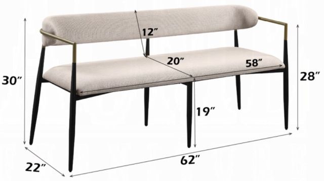 ACME Furniture Jaramillo Beige/Black Dining Bench-2