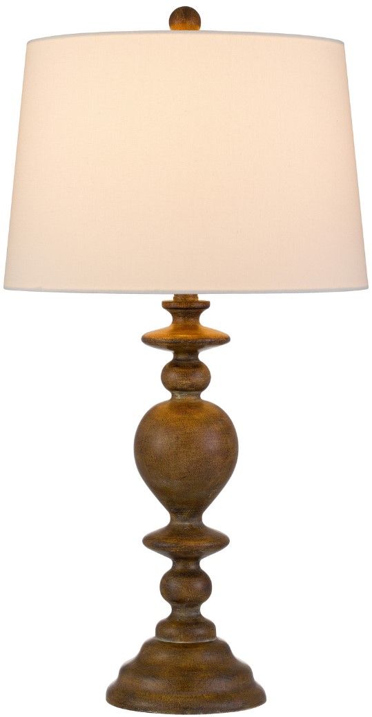 Cal® Lighting & Accessories Candlestick 2-Piece Oak Table Lamp Set-1