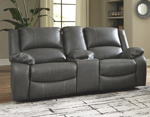 Signature Design by Ashley® Calderwell Gray Double Power Reclining Loveseat with Console-3