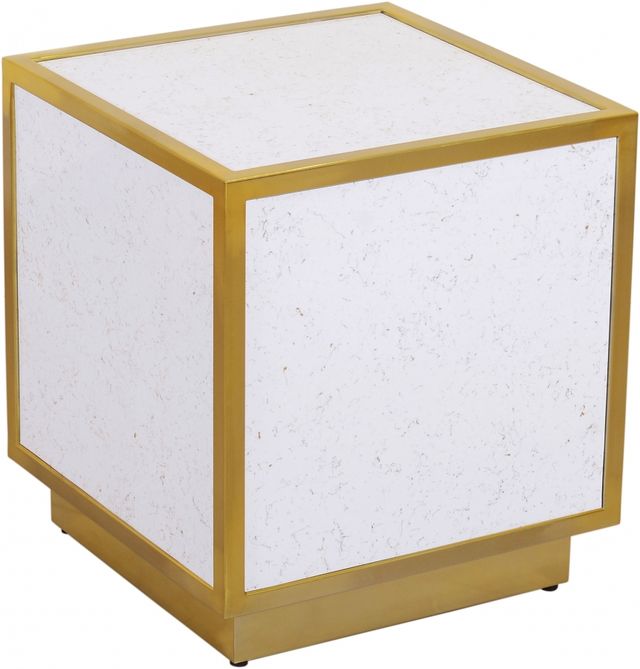 Meridian Furniture Glitz White Faux Marble End Table-0