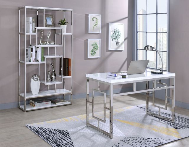 Steve Silver Co. Alize White Desk with Chrome Base-1
