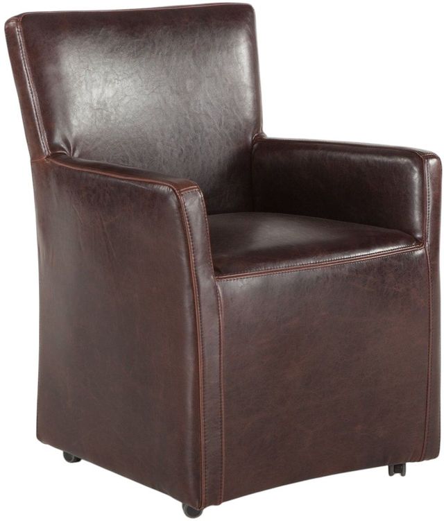 Home Trends & Design Upholstered Dining Dark Brown Leather Peabody Arm Chair-0