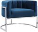 TOV Furniture Magnolia Navy Velvet Chair with Silver Base-2