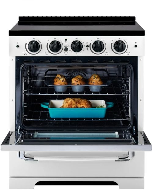 Unique Appliances Classic Retro 30" Marshmallow White Slide-In Induction Range-3