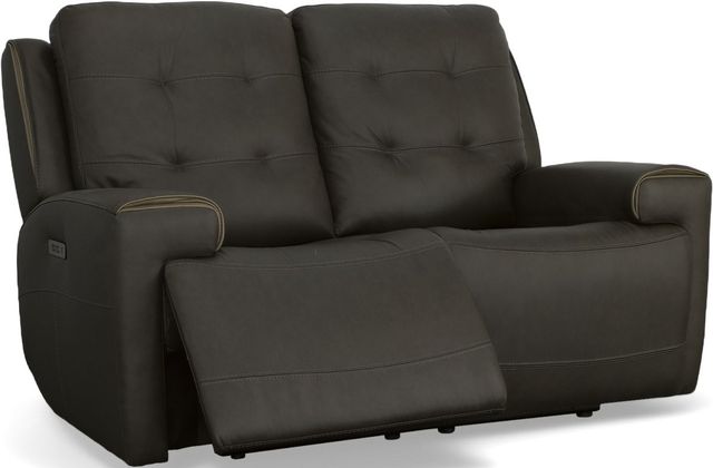 Flexsteel® Iris Charcoal Power Reclining Loveseat with Power Headrests-3