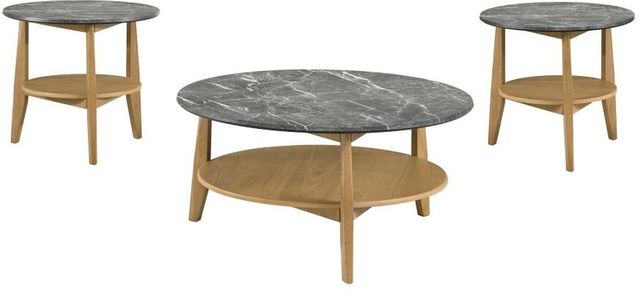 Coaster® Bradley 3-Piece Gray/Natural Coffee Table Set-0