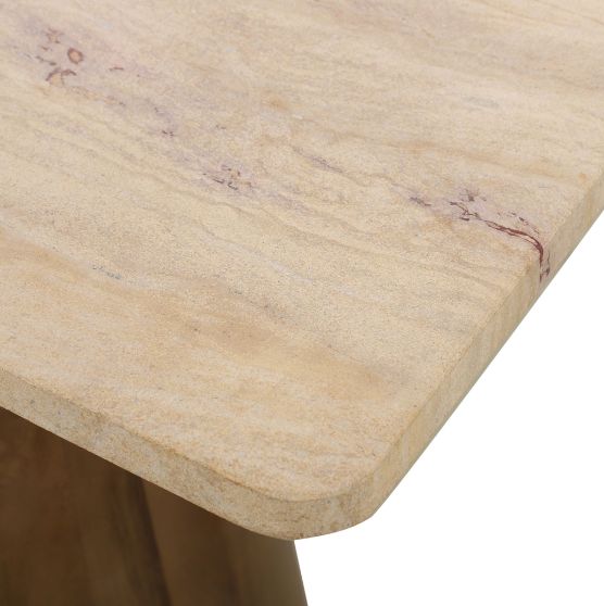 Home Trends & Design Breton Travertine Console Table with Walnut Base-3