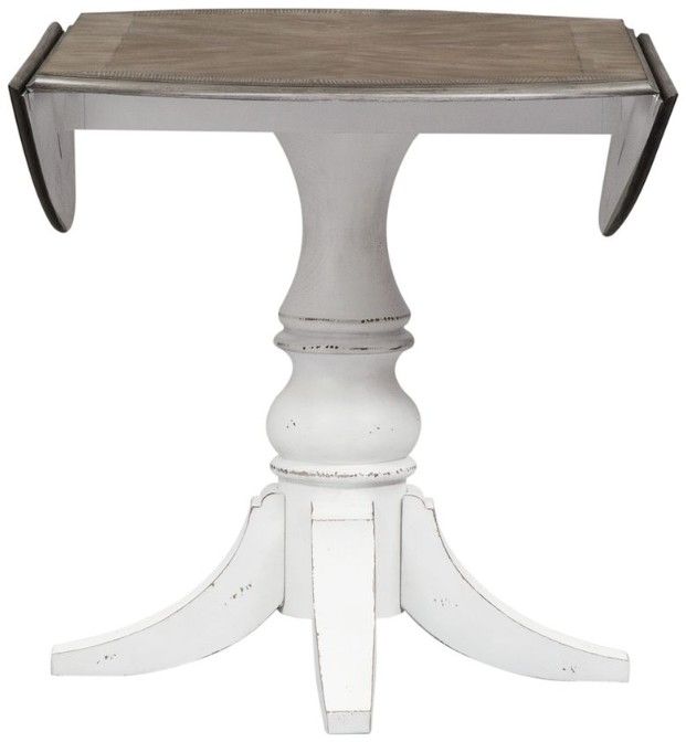 Liberty Furniture Magnolia Manor 5-Piece Antique White/Weathered Bark Optional Drop Leaf Dining Set-3