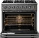 Viking® 5 Series 36" Damascus Gray Pro Style Dual Fuel (NG) Range with Polished Chrome Trim-1