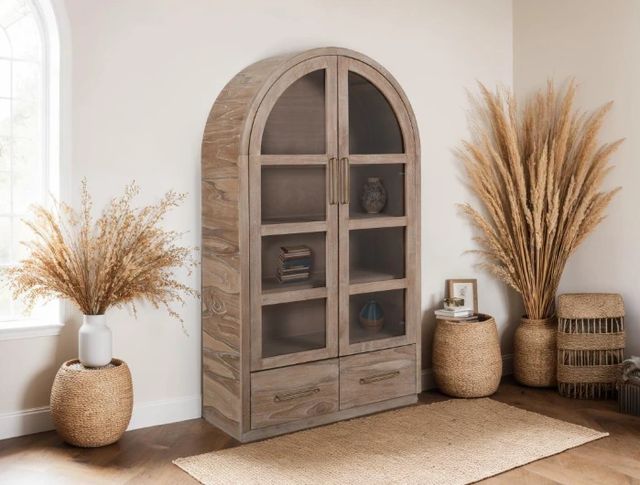 International Furniture Direct Balam Stained White Cabinet-1