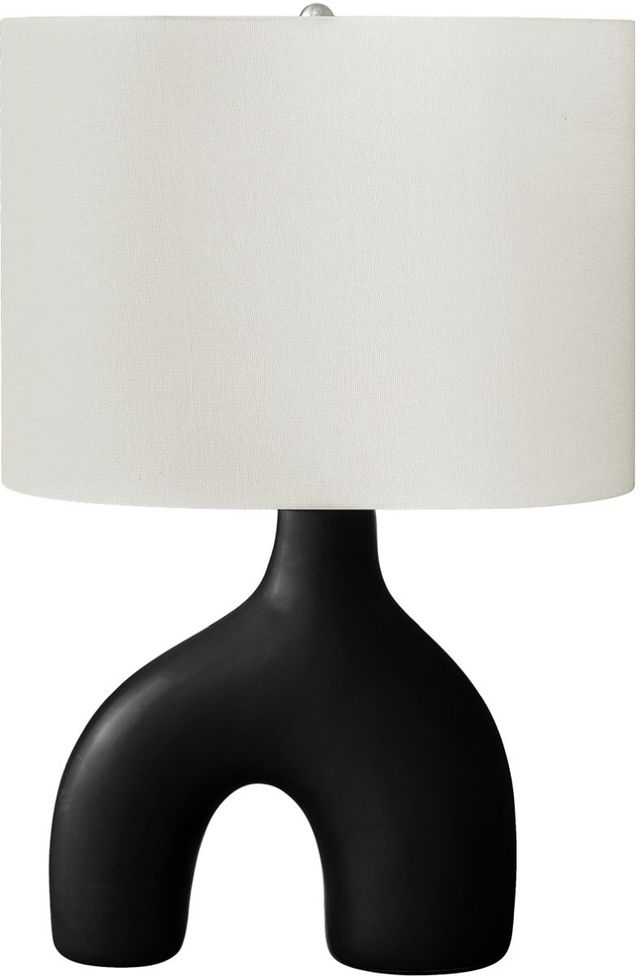 Monarch Specialties Inc. Black Ceramic Table Lamp with Ivory Shade-0