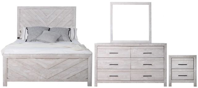 New Classic® Home Furnishings Biscayne 4-Piece Driftwood California King Panel Bedroom Set-0