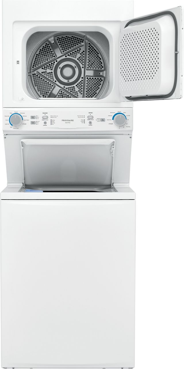 Frigidaire® 3.9 Cu. Ft. Washer, 5.6 Cu. Ft. White Gas Stack Laundry-1