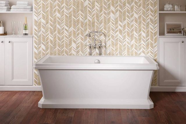 DXV Fitzgerald Polished Chrome Floor Mount Bathtub Filler with Hand Shower and Lever Handles-1