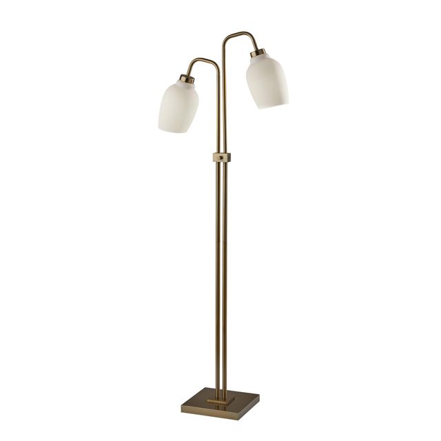Adesso® Clara Antique Brass 2 Light Floor Lamp-0