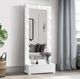 Global Furniture USA Ella White Narrow Tall Mirror with Drawer and Speaker-1