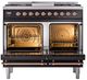Ilve® Nostalgie II Noblesse 40'' Glossy Black Pro Style Dual Fuel Range with Copper Trim-1
