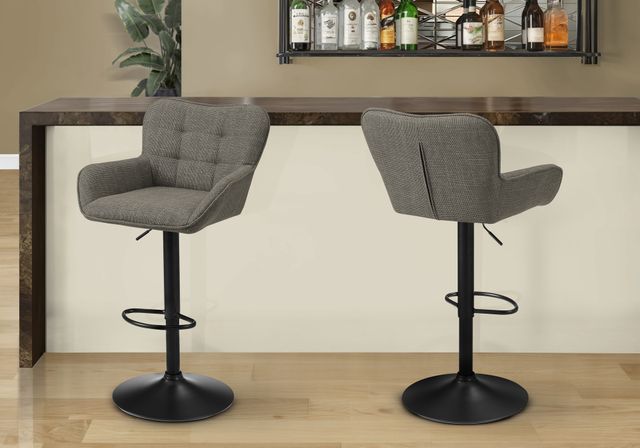 Monarch Specialties Inc. 2-Piece Black/Taupe Adjustable Swivel Counter Stool Set-1