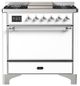 Ilve® Majestic III 36" White Pro Style Dual Fuel Natural Gas Range with Solid Door and Chrome Trim-0