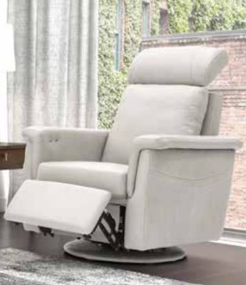 Fornirama 785 White Swivel Rocker Recliner with Adjustable Headrest-1