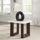 ACME Furniture Edwyn White Marble Top End Table with Brown Base-1