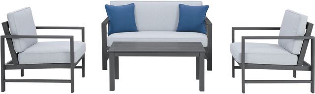Signature Design by Ashley® Fynnegan 4-Piece Gray Outdoor Seating Set-0