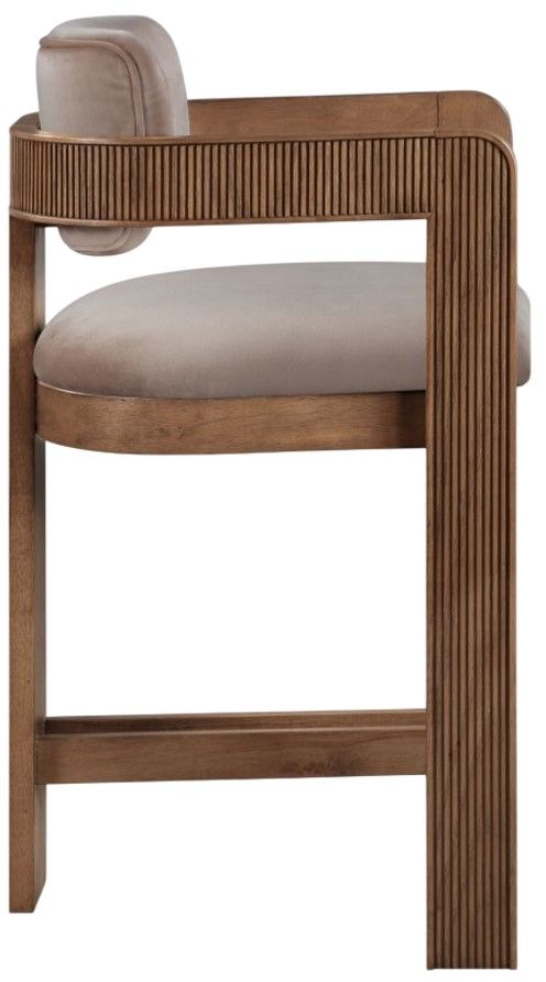 Meridian Furniture Sacha Taupe/Brown Upholstered Counter Stool-3