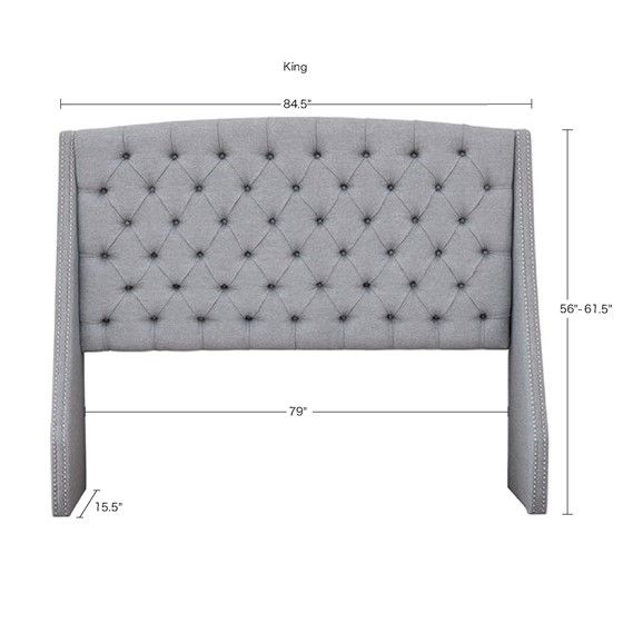 Olliix by Madison Park Harper Grey King Upholstery Headboard-1