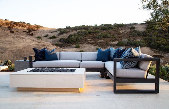 Sunset West Redondo 3-Piece Slate Aluminum Outdoor Sectional with Cast Silver Cushion-4