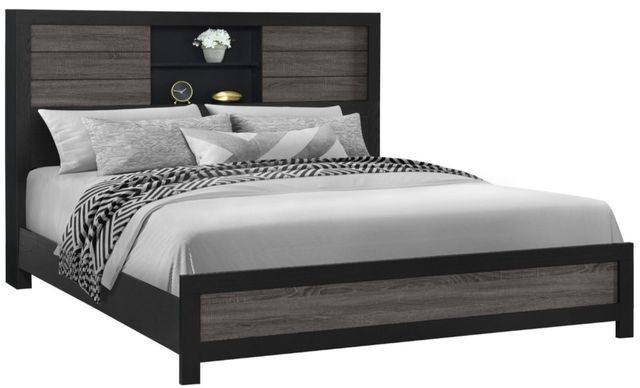 Global Furniture USA Lisbon 5-Piece Black/Gray King Bookcase Bedroom Set-2
