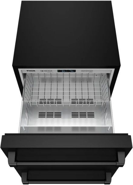 Thor Kitchen Gordon Ramsay Collection 24” 5.4 Cu. Ft. Anti-Fingerprint Black Built-In or Freestanding Under the Counter Refrigerator Drawer-1
