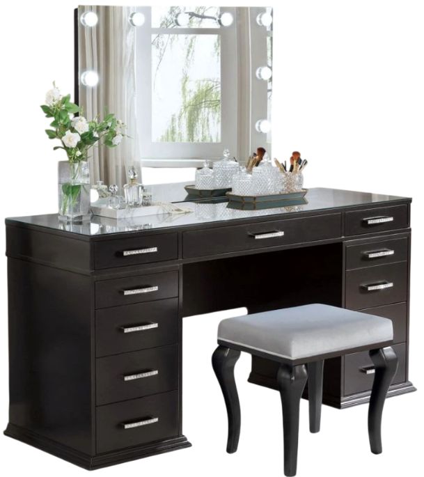 Furniture of America® Valentina 3-Piece Light Gray/Obsidian Gray Vanity Set-0
