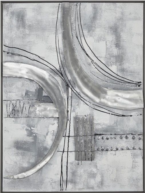 Deco Marche Gray Canvas Abstract Wall Art with Black Frame-3