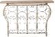 A & B Home Brown Console Table with  Antique White Scrollwork Base-0