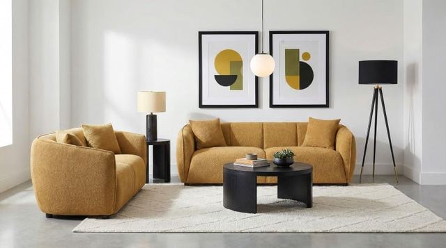 Coaster® Aleisha Mustard Yellow Upholstered Loveseat-1