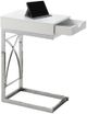 Monarch Specialties Inc. Glossy White Drawer Accent Table with Chrome Metal Base-0