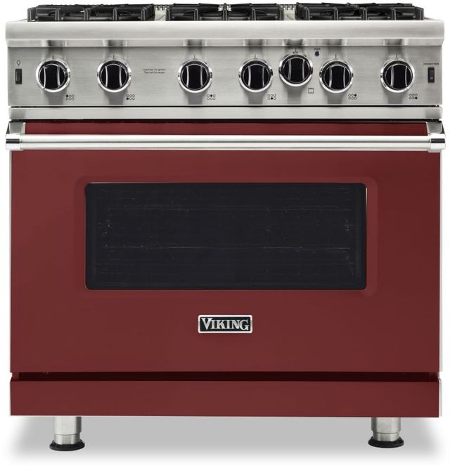 Viking® 5 Series 36" Reduction Red Pro Style Natural Gas Range-0