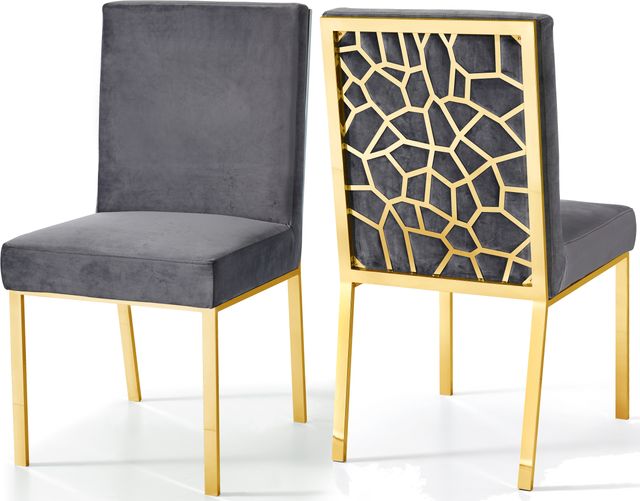 Meridian Furniture Opal Gray/Gold Velvet Dining Chair-3