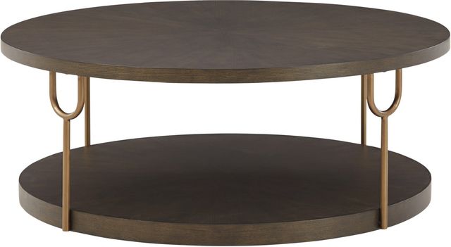 Signature Design by Ashley® Brazburn Dark Brown Coffee Table with Metal Gold Legs-1