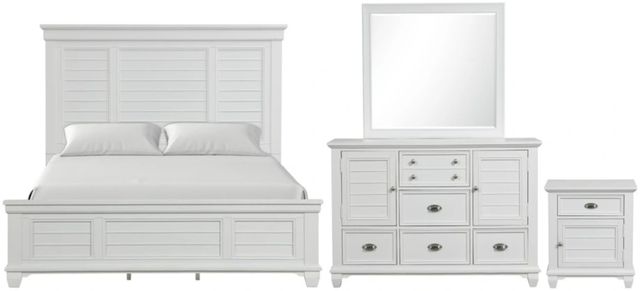 New Classic® Home Furnishings Jamestown 4-Piece White California King Panel Bedroom Set-0