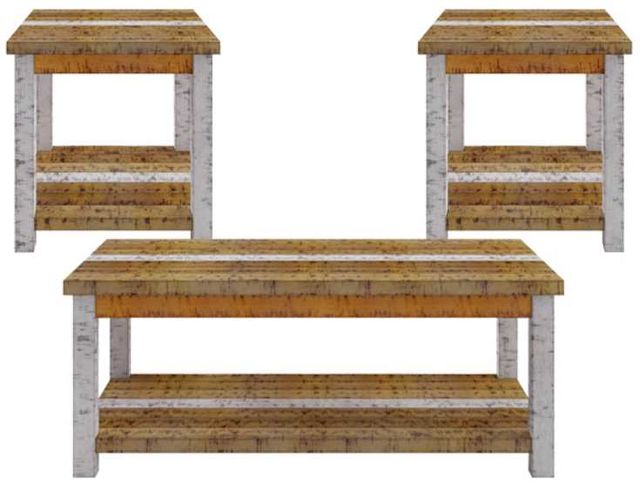 American Wholesale Furniture Rustic Retrieve 3-Piece Brown/White Living Room Tables-0