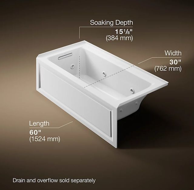 KOHLER® Archer® White 60" x 30" Alcove Whirlpool Bath - Left Drain-2