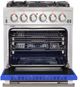 FORNO® Capriasca 30" Stainless Steel Pro Style Gas Range with Blue Door-2
