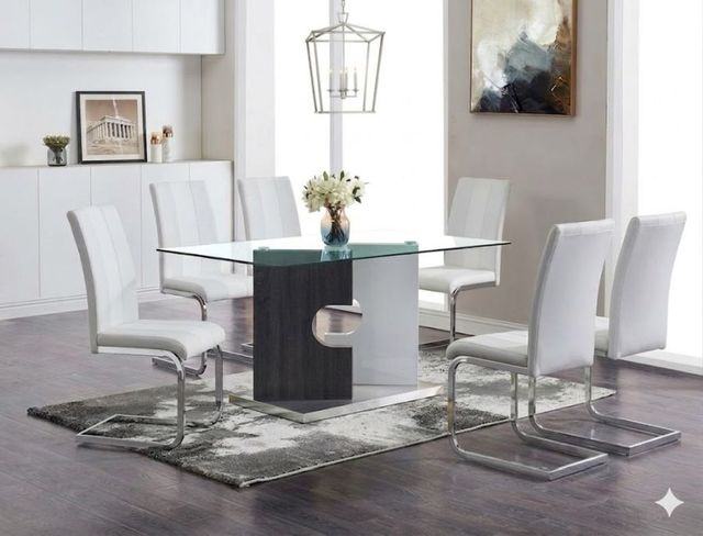 Global Furniture USA D219DT 7-Piece White Dining Set-1