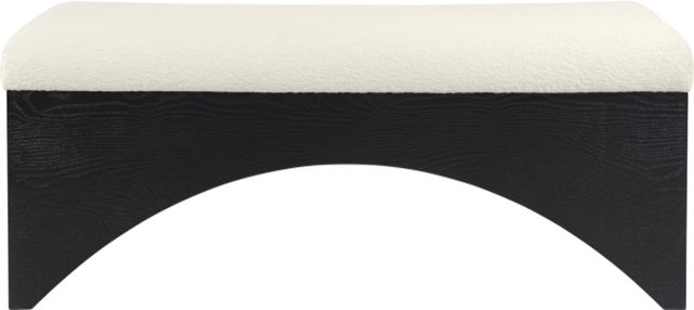Meridian Furniture Lawson Cream/Black Velour Fur Fabric Bench-1