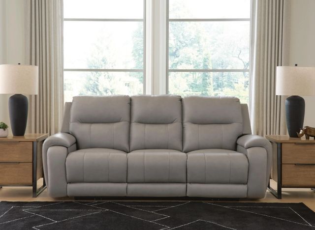 Signature Design by Ashley® Trendsetter Ash Power Reclining Sofa with Audio Seating-1