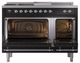 Ilve® Nostalgie II Noblesse 48'' Glossy Black Pro Style Dual Fuel Range with Chrome Trim-1