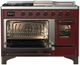 Ilve® Majestic III 48" Burgundy Pro Style Dual Fuel Liquid Propane Range with 5 Black Brass Burners and Burnished Trim-2